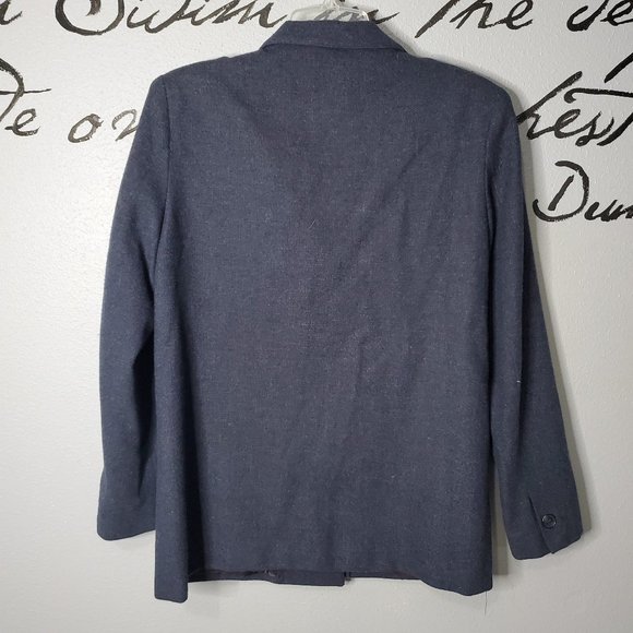 Louisburg Square Vintage Women's Blue Wool Double Breasted Blazer, 12 - Picture 3 of 4